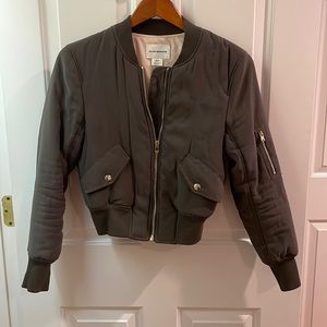 Club Monaco Cropped Bomber Jacket - Green - XS